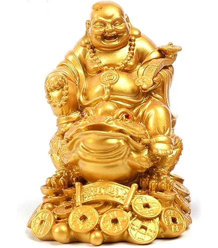 Amazon.co.jp: Deena 布袋さん 仏像 七福神 オブジェ インテリア 銭蛙